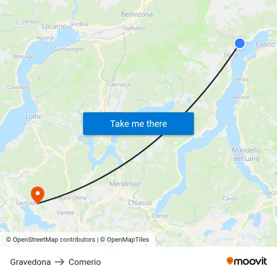 Gravedona to Comerio map