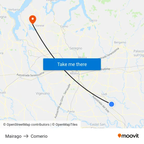 Mairago to Comerio map