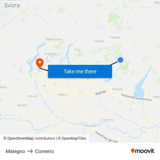 Malegno to Comerio map