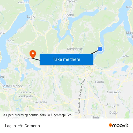 Laglio to Comerio map