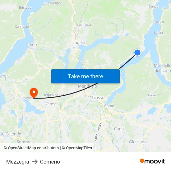 Mezzegra to Comerio map