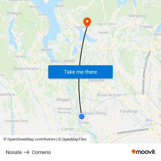 Nosate to Comerio map