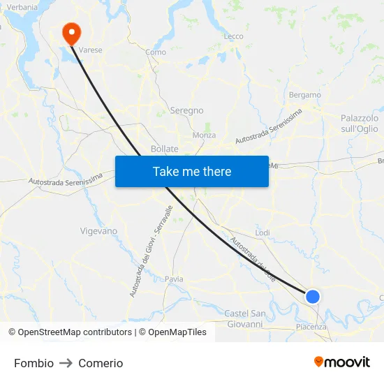Fombio to Comerio map