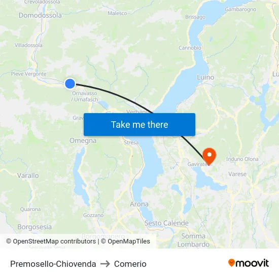 Premosello-Chiovenda to Comerio map