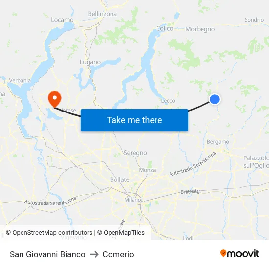 San Giovanni Bianco to Comerio map