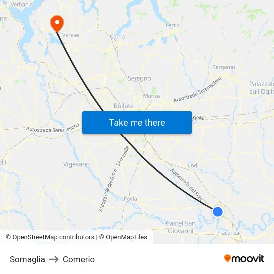 Somaglia to Comerio map