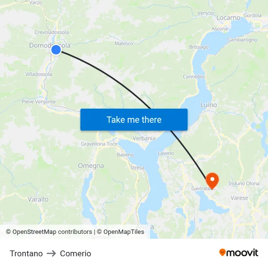Trontano to Comerio map