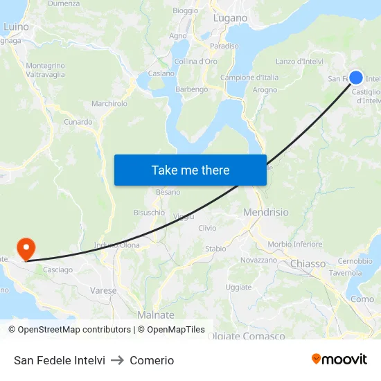 San Fedele Intelvi to Comerio map