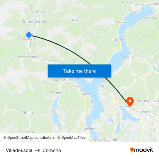 Villadossola to Comerio map