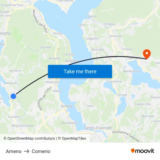 Ameno to Comerio map