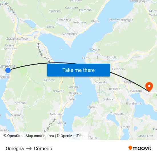 Omegna to Comerio map