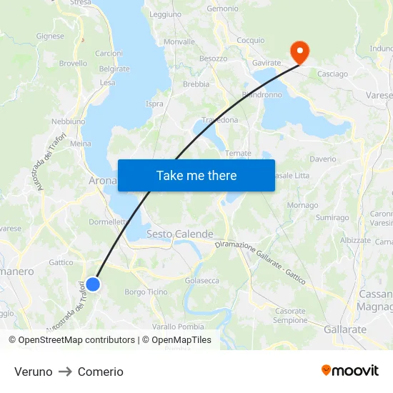 Veruno to Comerio map