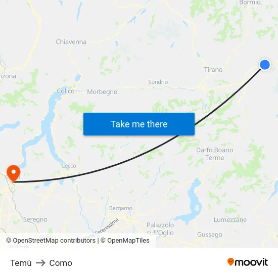 Temù to Como map
