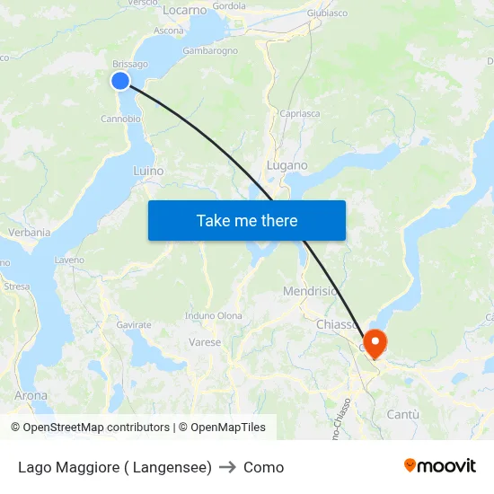 Lake Maggiore (Lake Constance) to Como map