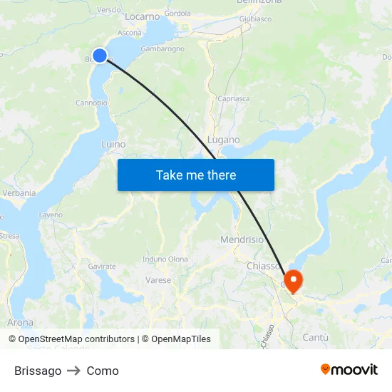 Brissago to Como map