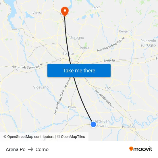 Arena Po to Como map
