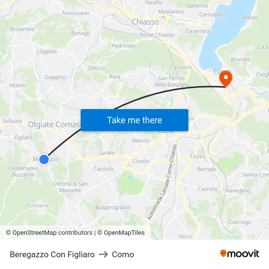 Beregazzo Con Figliaro to Como map
