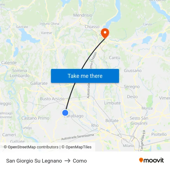 San Giorgio Su Legnano to Como map