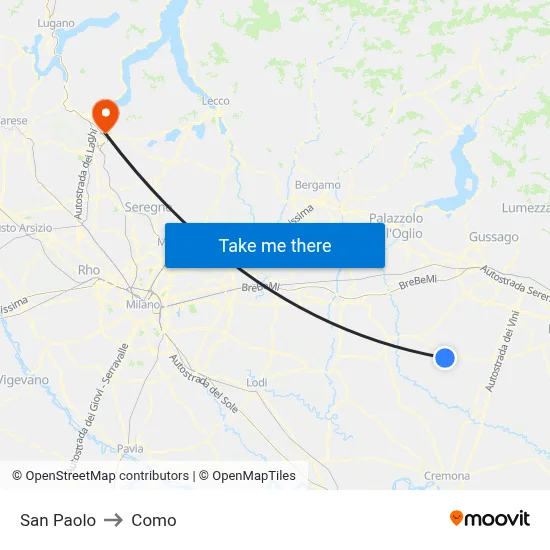 San Paolo to Como map