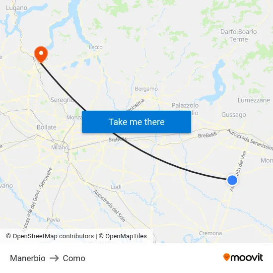 Manerbio to Como map