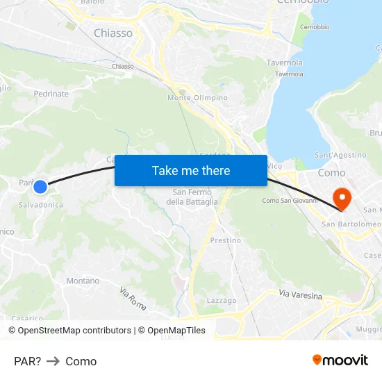 Parre to Como map