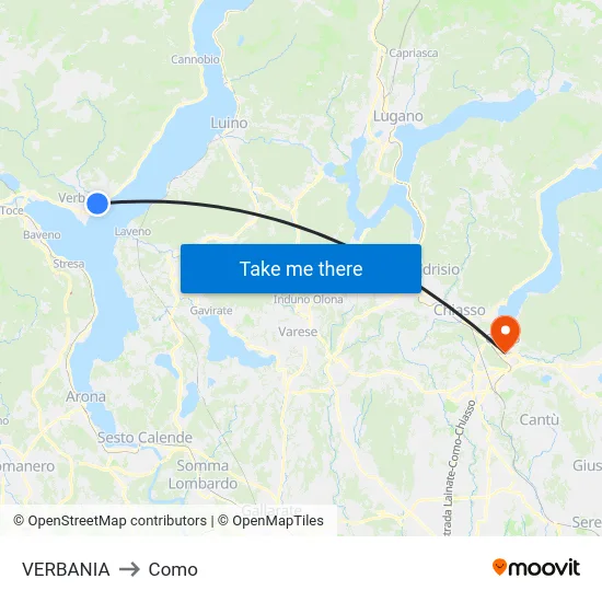 VERBANIA to Como map