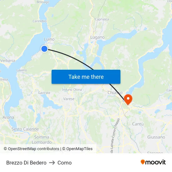 Brezzo Di Bedero to Como map
