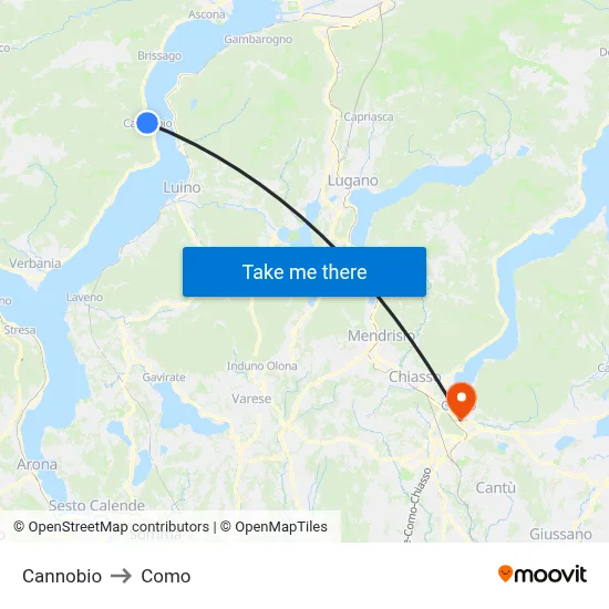 Cannobio to Como map