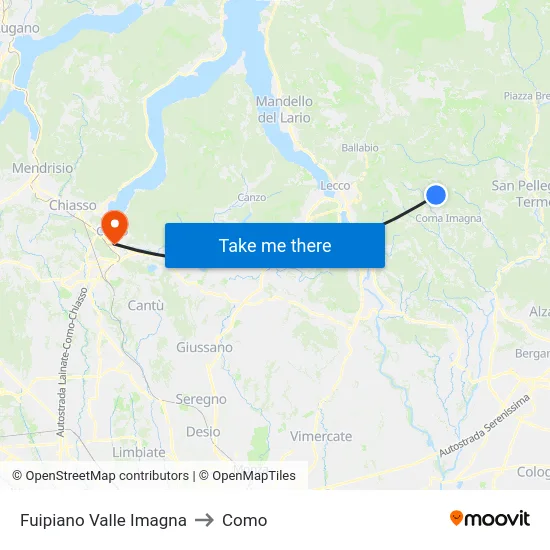 Fuipiano Valle Imagna to Como map