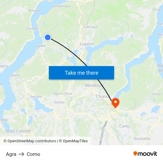 Agra to Como map