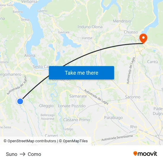 Suno to Como map