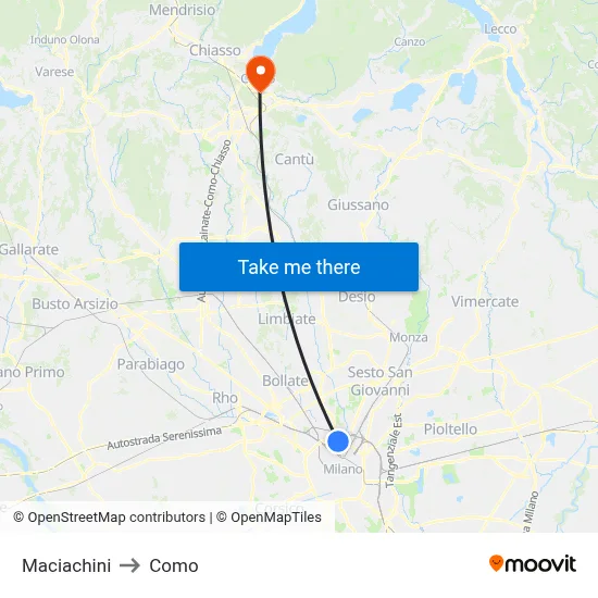 Maciachini to Como map