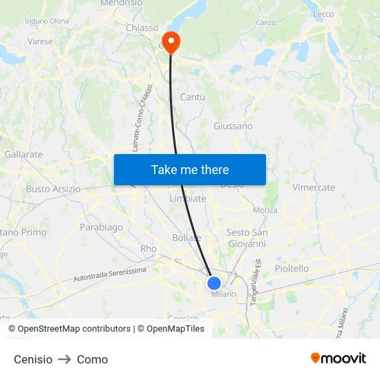 Cenisio to Como map