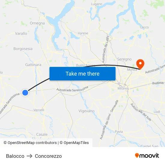 Balocco to Concorezzo map