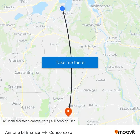 Annone Di Brianza to Concorezzo map