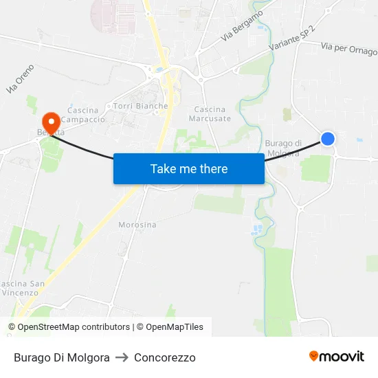 Burago Di Molgora to Concorezzo map