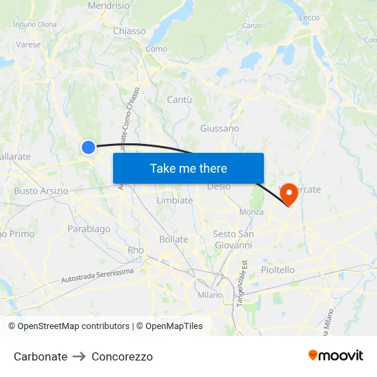 Carbonate to Concorezzo map