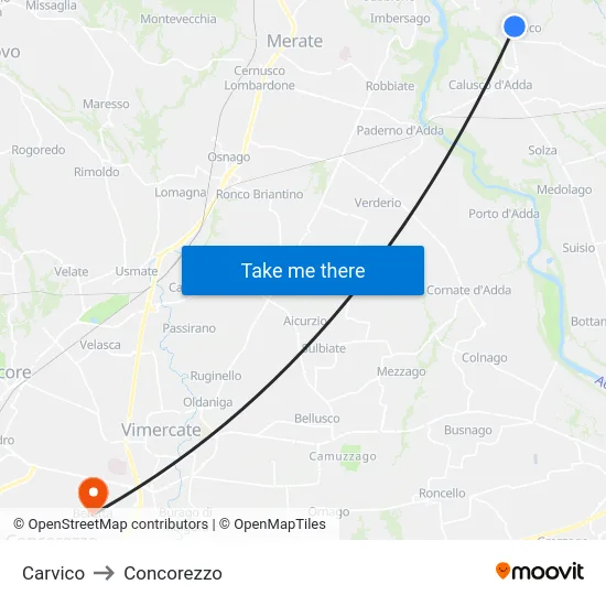 Carvico to Concorezzo map