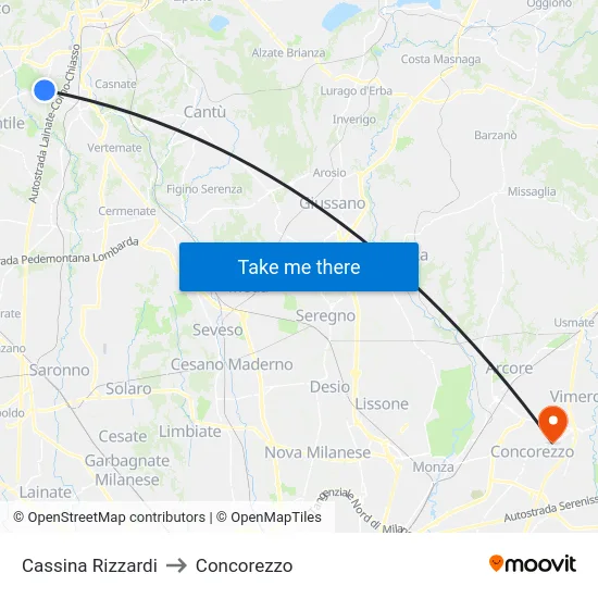 Cassina Rizzardi to Concorezzo map