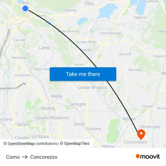 Como to Concorezzo map