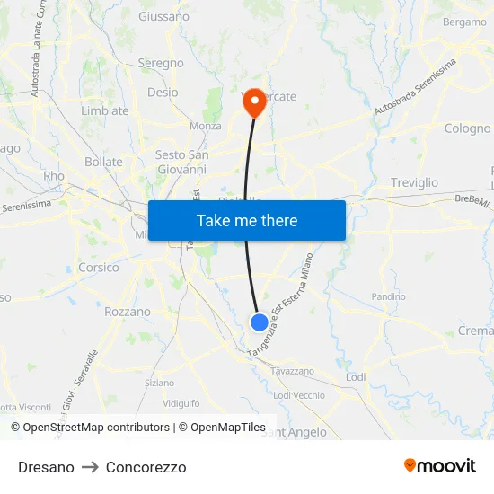 Dresano to Concorezzo map
