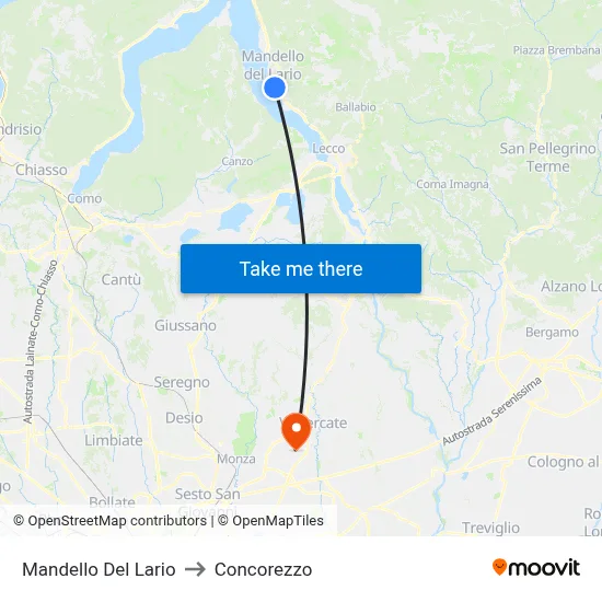 Mandello Del Lario to Concorezzo map
