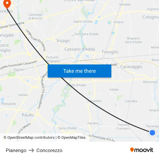 Pianengo to Concorezzo map