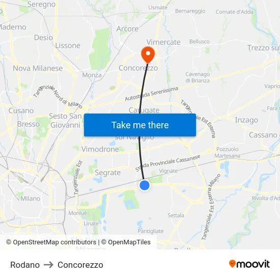 Rodano to Concorezzo map