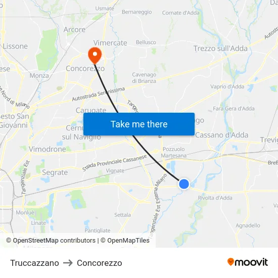 Truccazzano to Concorezzo map