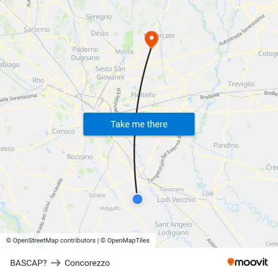 Bascap to Concorezzo map