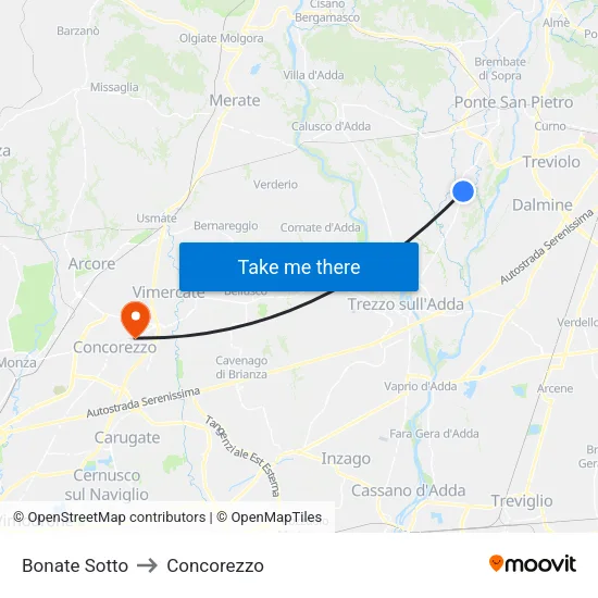 Bonate Sotto to Concorezzo map
