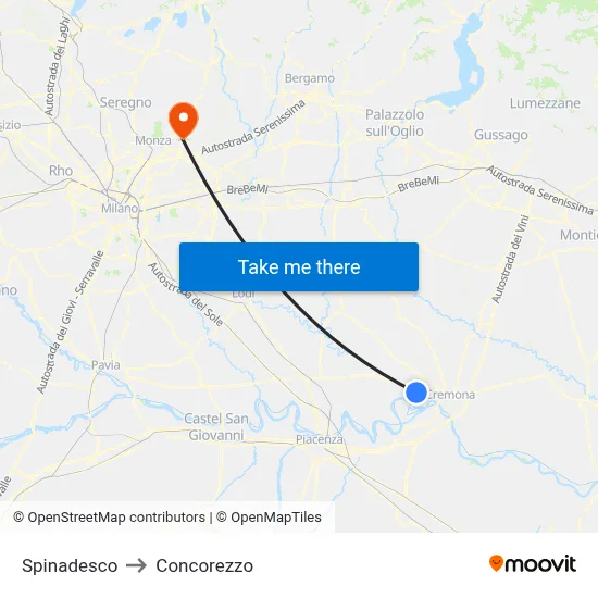 Spinadesco to Concorezzo map