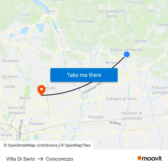 Villa di Serio to Concorezzo map