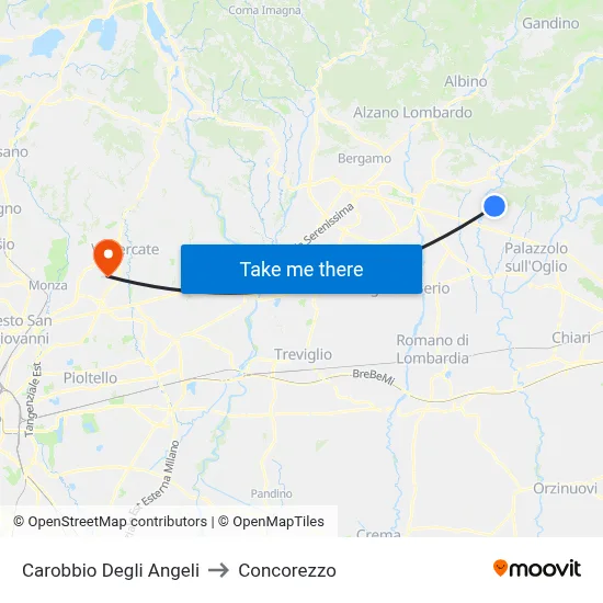 Carobbio Degli Angeli to Concorezzo map
